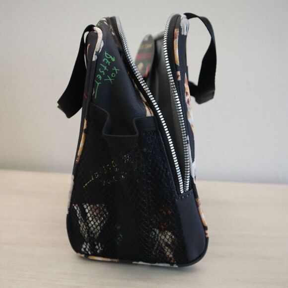 Betsey Johnson TBJ-1286 Black Allover Dogs Insulated Lunch Tote W/Mesh Pouc - Picture 7 of 8